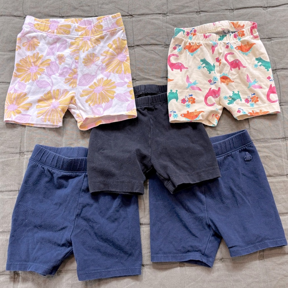 5 toddler girl biker shorts, USED, size 2T. Gap & Old Navy